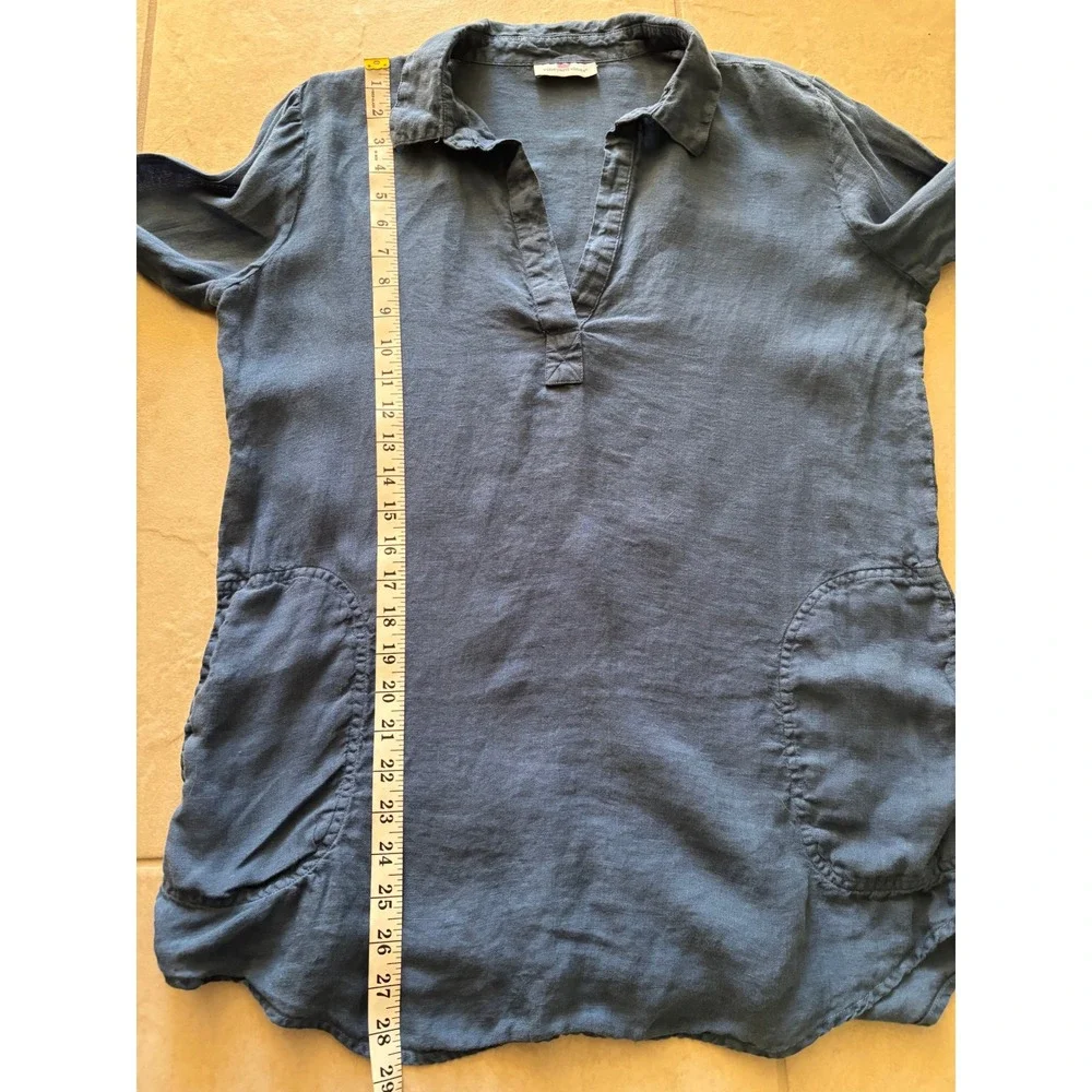 Vineyard Vines Tunic Womens Medium Blue Linen Beach Coastal Preppy Travel Resort
